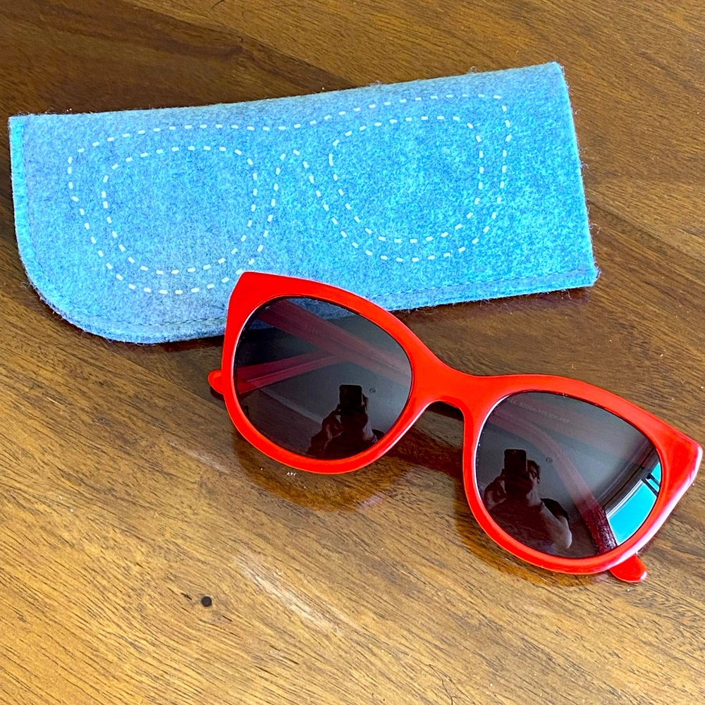J.Crew Red Sunglasses with Case